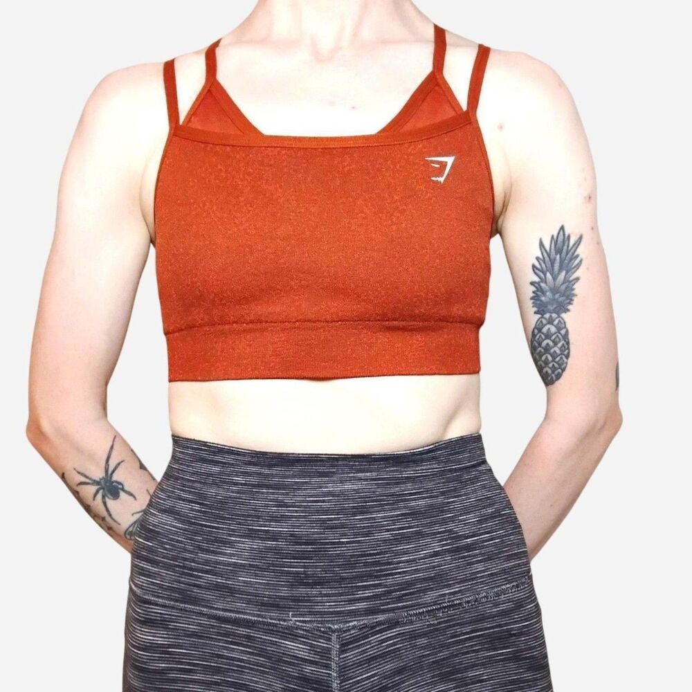 Gymshark Adapt Fleck Seamless Sports Bra Size Small Brown Orange